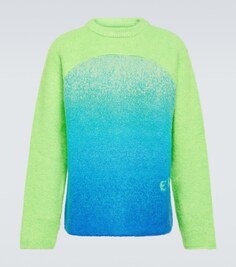 Радужный вязаный свитер из смесового мохера Erl, зеленый