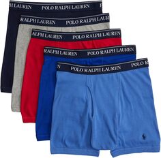 Набор из 5 хлопковых боксеров классического кроя Polo Ralph Lauren, цвет Andover Heather/Aerial Blue/Rugby Royal RL2000 Red/Cruise Navy