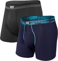 Набор из 2 трусов-боксеров Sport Mesh Fly SAXX UNDERWEAR, цвет Navy Digi DNA/Black