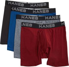 Трусы-боксеры Total Support Pouch Hanes, цвет Winter Wine Red/Winter River Teal/Stealth Heather/Black