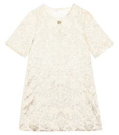 Вышитое платье Dolce&amp;Gabbana Kids, белый