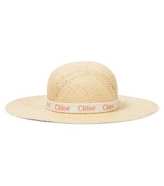 Солнцезащитная шляпа с эффектом рафии Chloé Kids, нейтральный