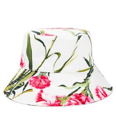 Шляпа-ведро из хлопкового поплина с цветочным принтом Dolce&amp;Gabbana Kids, мультиколор