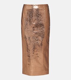 Юбка-карандаш из искусственной кожи цвета металлик Rotate Birger Christensen, коричневый