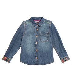 Джинсовая рубашка с вышивкой Scotch &amp; Soda Kids, синий