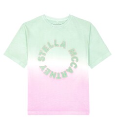 Футболка из хлопкового джерси с принтом тай-дай Stella Mccartney Kids, мультиколор