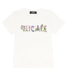 Футболка из хлопкового джерси с декором medusa Versace Kids, белый