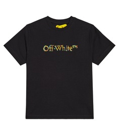 Футболка из хлопкового джерси с логотипом Off-White Kids, черный