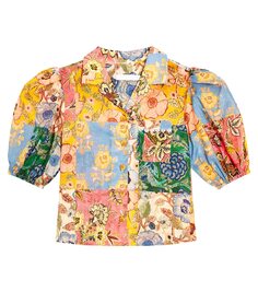 Рубашка junie с пышными рукавами в стиле пэчворк Zimmermann Kids, мультиколор