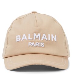 Бейсболка из парусины с логотипом Balmain Kids, бежевый