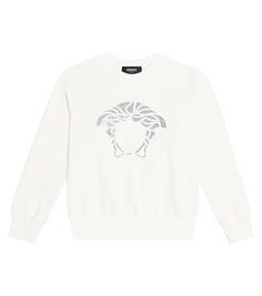 Толстовка из хлопкового джерси с декором medusa Versace Kids, белый