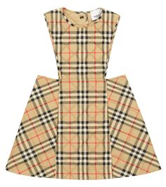 Стеганый сарафан в клетку vintage check Burberry Kids, мультиколор