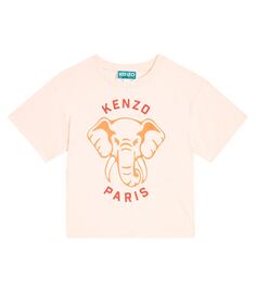 Футболка из хлопкового джерси с принтом Kenzo Kids, розовый