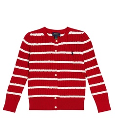 Полосатый хлопковый кардиган Polo Ralph Lauren Kids, мультиколор