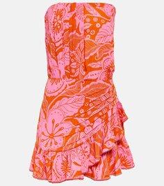 Мини-платье ambra без бретелек с цветочным принтом Poupette St Barth, розовый