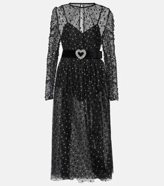 Платье миди whitney в горошек со сборками Rebecca Vallance, черный