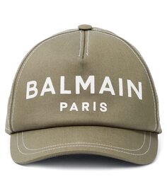 Хлопковая бейсболка с логотипом Balmain Kids, зеленый