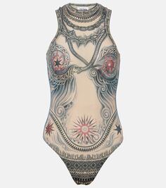 Боди с принтом из коллекции tattoo Jean Paul Gaultier, мультиколор