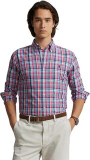 Рубашка-поло Classic Fit Plaid Performance Long Sleeve Shirt Polo Ralph Lauren, цвет Pink/Navy Multi