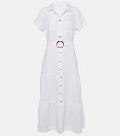 Льняное платье-рубашка mitsio island Heidi Klein, белый