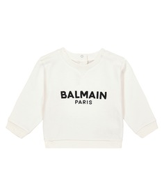 Толстовка из смесового хлопка с логотипом baby Balmain Kids, белый
