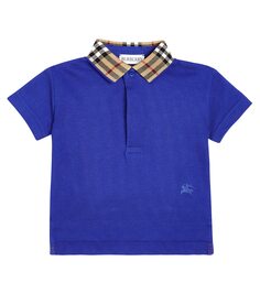 Рубашка-поло из детского хлопкового пике Burberry Kids, синий
