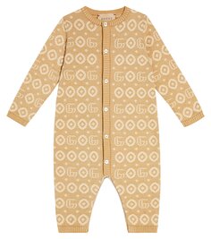 Хлопковое боди baby gg Gucci Kids, нейтральный