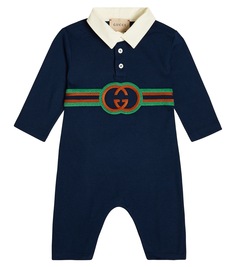 Детский комбинезон из хлопкового джерси с блокировкой g Gucci Kids, мультиколор