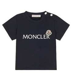 Футболка из хлопкового джерси с логотипом baby Moncler Enfant, синий