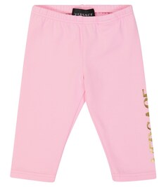 Детские леггинсы из смесового хлопка Versace Kids, розовый