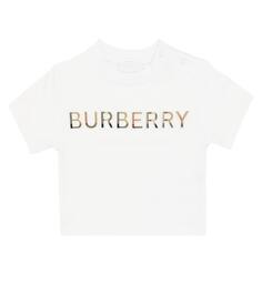 Хлопковая футболка с логотипом baby Burberry Kids, белый