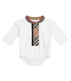 Детское хлопковое боди Burberry Kids, белый