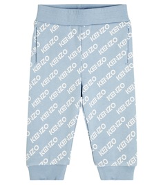 Спортивные брюки из смесового хлопка с логотипом baby Kenzo Kids, синий
