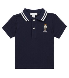 Рубашка-поло из хлопка baby polo bear Polo Ralph Lauren Kids, синий