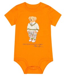 Хлопковое боди baby polo bear Polo Ralph Lauren Kids, апельсин