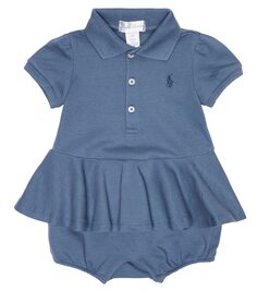 Детское хлопковое боди с баской Polo Ralph Lauren Kids, синий