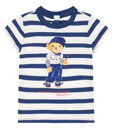 Футболка-поло baby bear из хлопкового джерси Polo Ralph Lauren Kids, синий