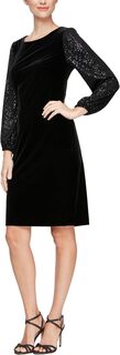 Короткое платье-футляр с длинными рукавами с объемным подолом и пайетками Alex Evenings, черный