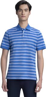 Рубашка-поло Short Sleeve Polo with Three-Button Placket &amp; Contrast Detail BUGATCHI, цвет Classic Blue