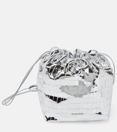 Кожаная сумка через плечо dumpling с эффектом металлик Jil Sander, серебро