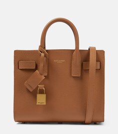 Сумка-тоут sac de jour из нано-кожи Saint Laurent, коричневый