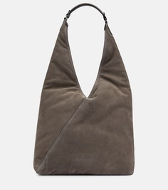 Украшенная замшевая сумка на плечо Brunello Cucinelli, серый