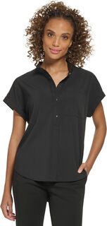 Рубашка Short Sleeve Cuffed Stand Collar DKNY, черный