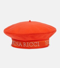 Берет из смесовой шерсти с логотипом Nina Ricci, красный