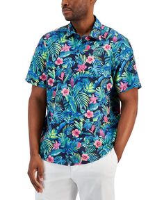 Мужская рубашка с коротким рукавом и цветочным принтом на побережье Багамского побережья Tommy Bahama, синий
