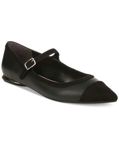 Женские туфли на плоской подошве с острым носком и ремешком на щиколотке Shandee Alfani, черный