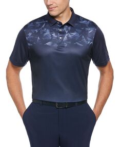 Мужская рубашка-поло для гольфа с коротким рукавом спортивного кроя с геопринтом PGA TOUR, синий