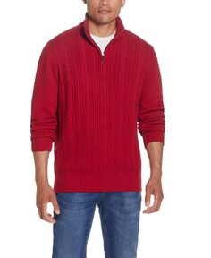 Мужской свитер косой вязки с молнией без четверти Weatherproof Vintage, красный