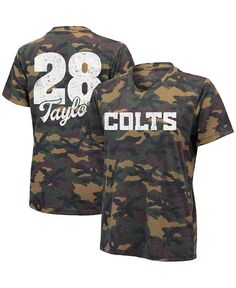 Женская футболка Jonathan Taylor Camo Indianapolis Colts с именем и номером и v-образным вырезом Industry Rag, зеленый