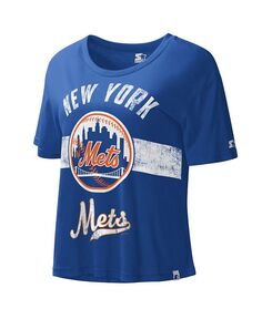 Женский укороченный топ Royal New York Mets Cooperstown Collection Record Setter Starter, синий